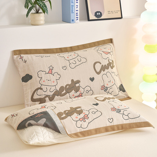 24新款卡通全棉纱布枕巾一对装100纯棉加厚防头油枕头套巾枕头巾