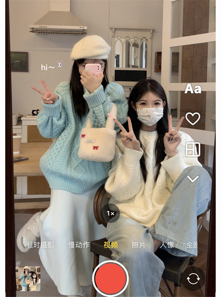 胖妹妹软糯温柔风大码长袖麻花毛衣女秋冬季新款宽松减龄套头上衣