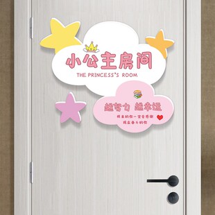 女孩儿童房间布置装饰墙面遮丑墙贴卧室门女生挂件门贴小公主门牌