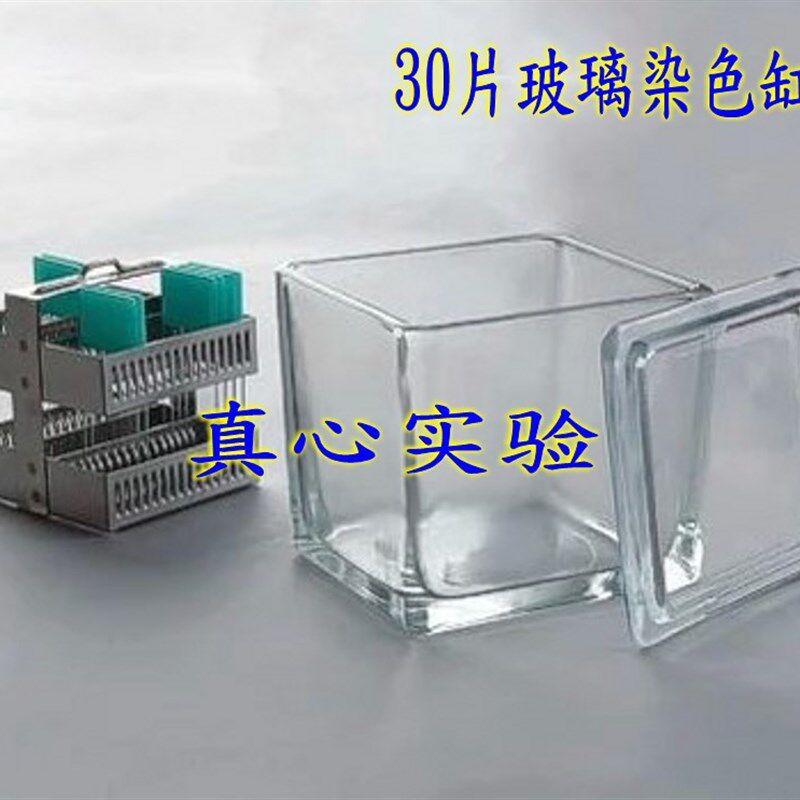 方型玻璃染色缸 可装30/26片不锈钢染色架(不含架)