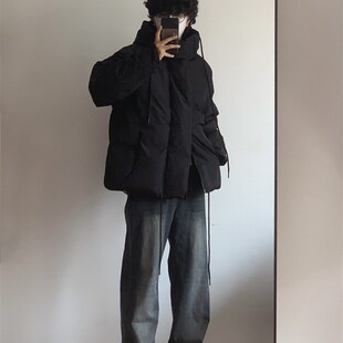 【X1617】冬季新款日系简约保暖开衫棉服男女版休闲加厚纯色外套
