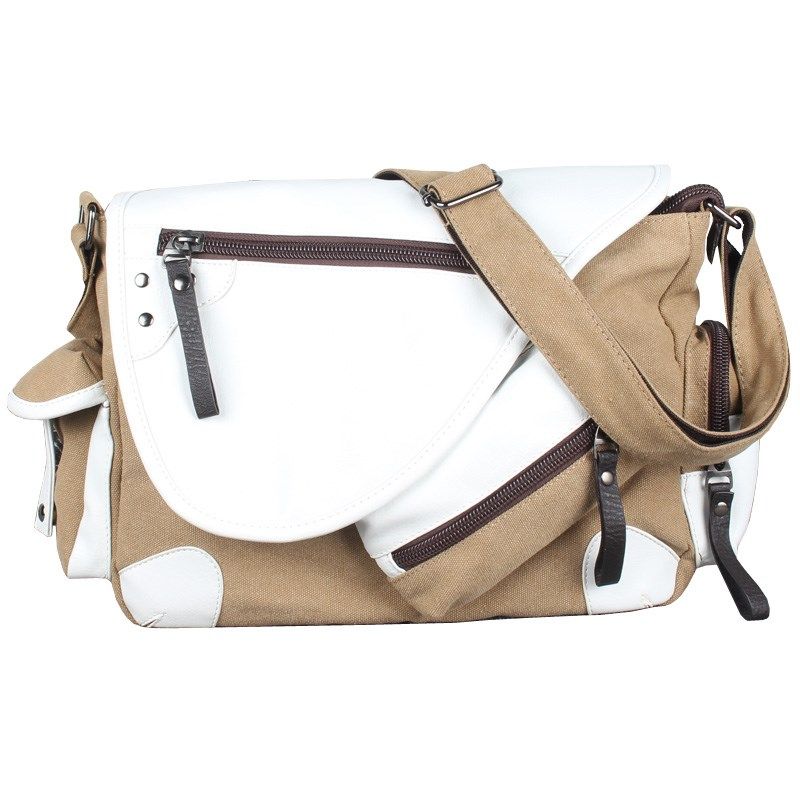 休闲帆布包男士单肩包斜挎包男包潮邮差包日韩版学院风中学生书包