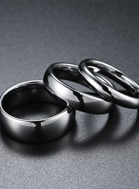 时尚男女戒指 弧形光面防刮蹭钨钢戒指 尾戒戒指指环情侣素圈戒指