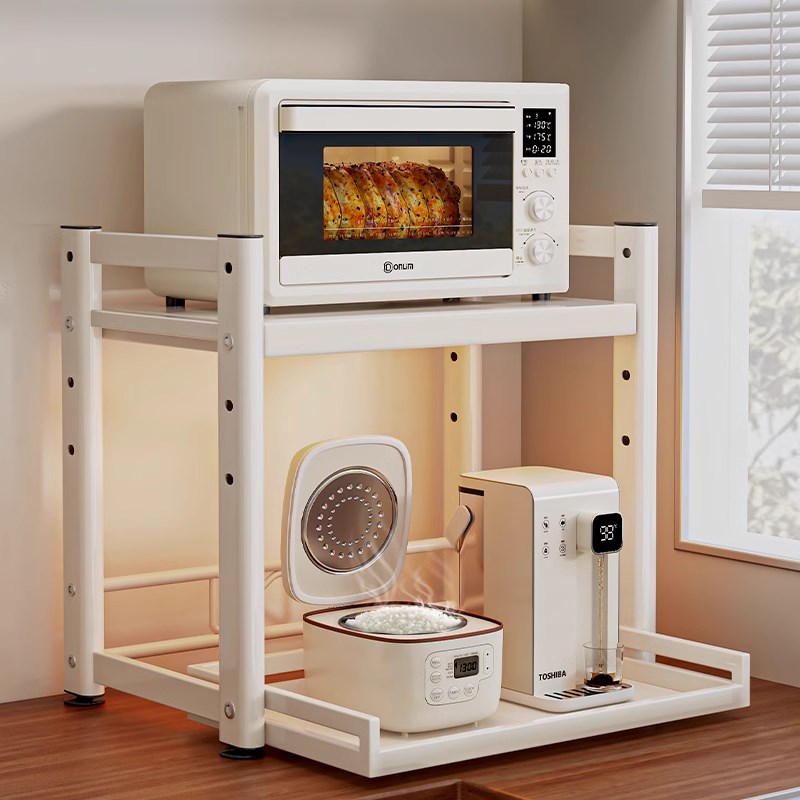 微波炉置物架抽拉式厨房电饭煲架子多层台面多功能T电器烤箱收纳
