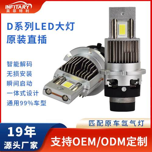 双铜管汽车led大灯直插式D2R/D2Sled灯泡D4R/D4S车灯改装汽车大灯