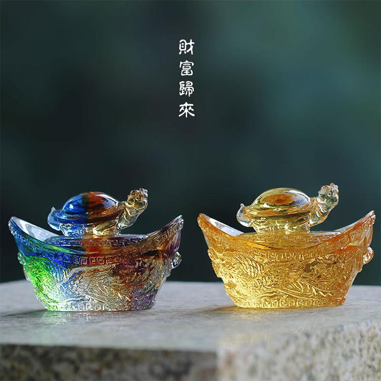 琉璃龙龟元宝招财风水摆件居家客厅办公装饰商务开业送礼工艺品