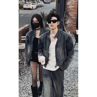 新款 夹克套装 潮流美式 短款 复古百搭牛仔长裤 龙叨叨2024春季