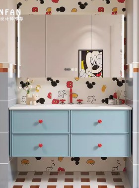 2025新款多巴胺浴室柜组合可丽耐一体盆卫生间网红蓝色洗漱台定制