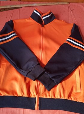 来图定做校服外套中小学生休闲运动上衣橙色拼接卫衣初中男女校服