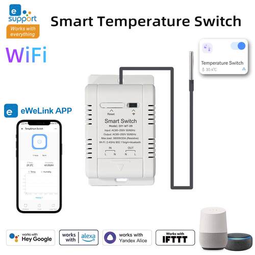 易微联Ewelink温度智能开关温湿度智能通断器alexa google语音