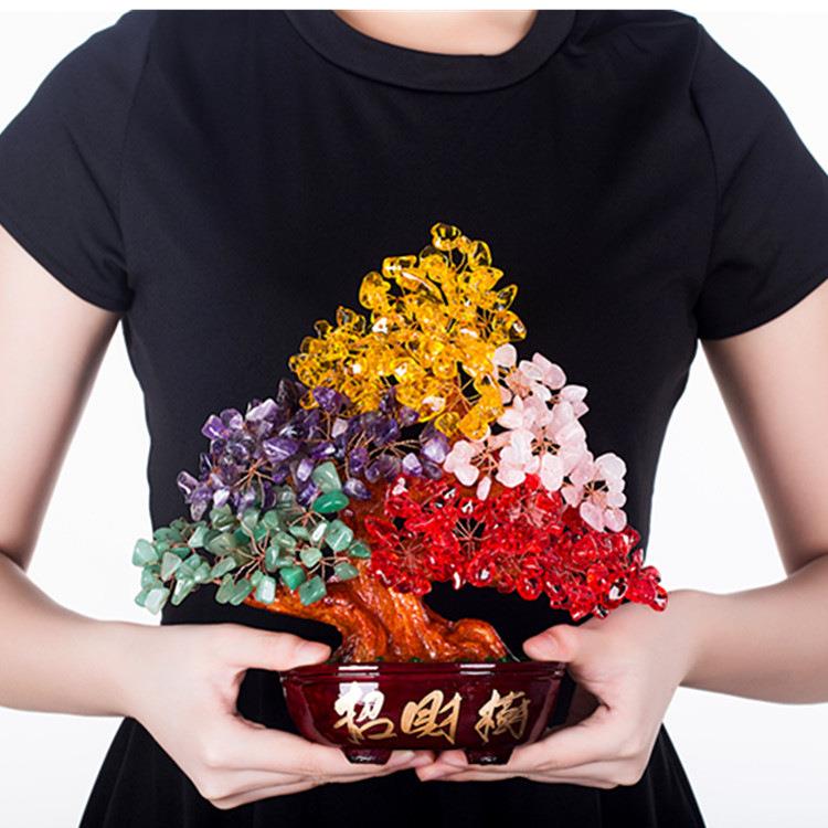 名旺水晶树 黄水晶摇钱树摆件家居酒柜装饰工艺品【厂家】