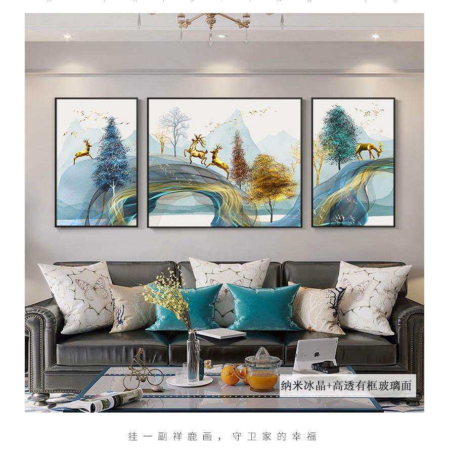 中式装饰画客厅墙面挂画卧室三联画简约沙发背景画餐厅画