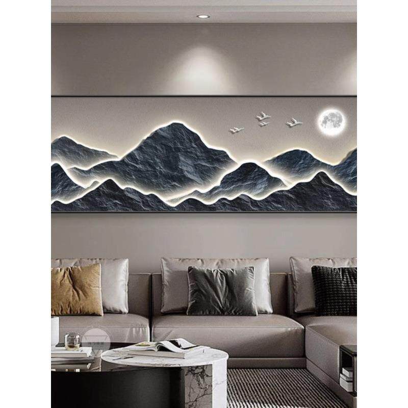 背有靠山现代轻奢客厅沙发装饰画新中式山水挂画茶室办公室墙壁画
