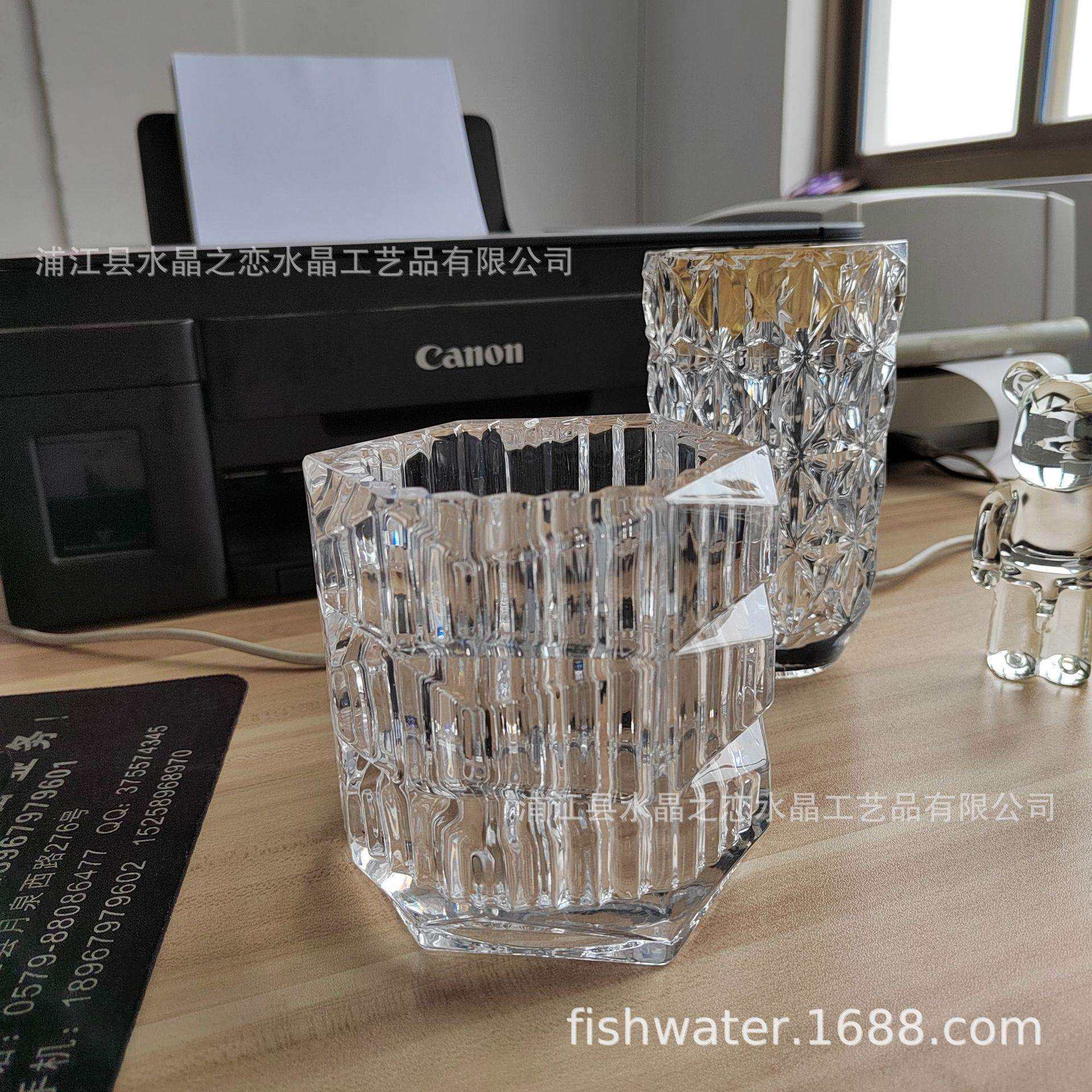 厂家直销欧式风格轻奢家居摆件水晶烛台 笔筒 百搭款水晶花瓶