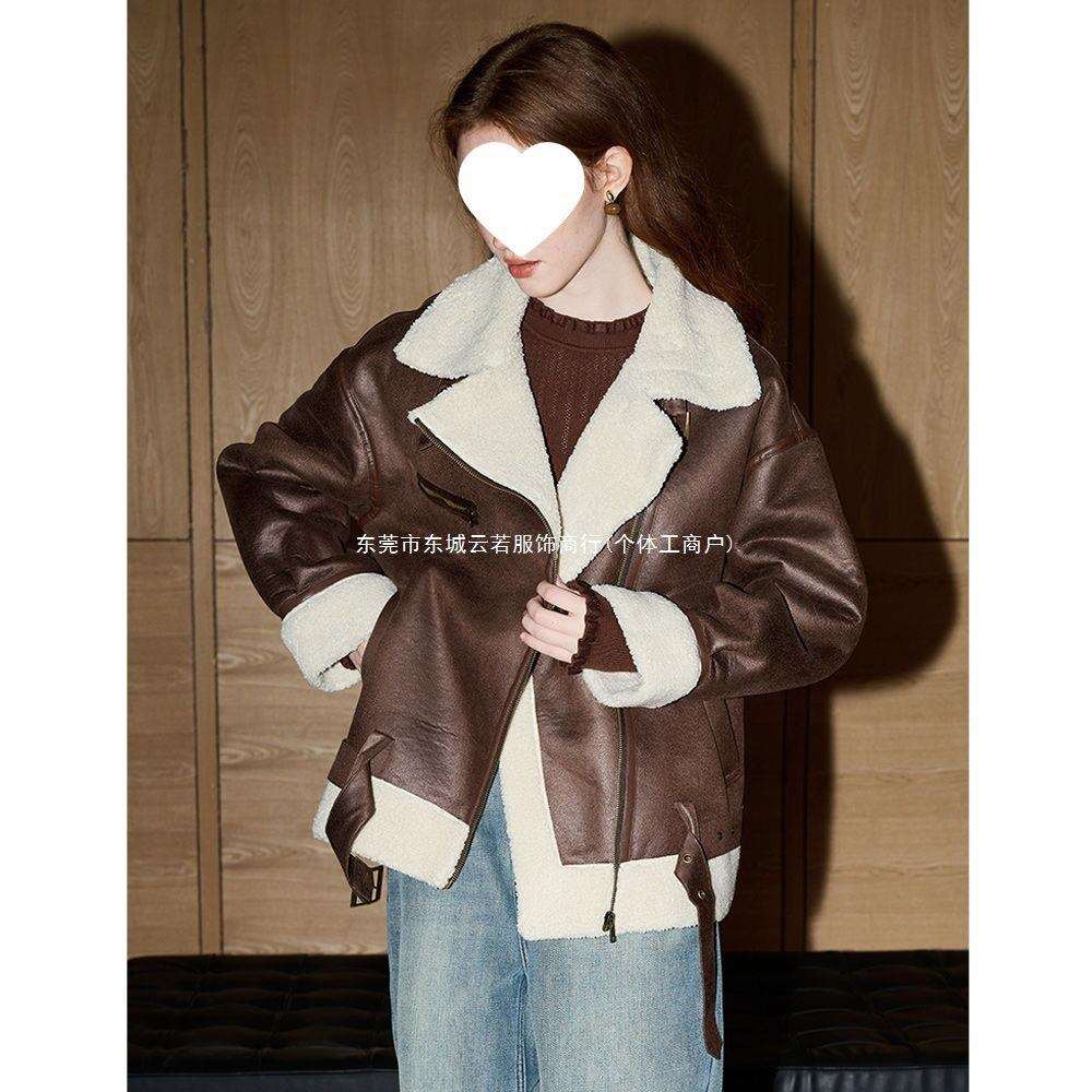 韩版外套女2025秋冬新款设计感加绒机车服