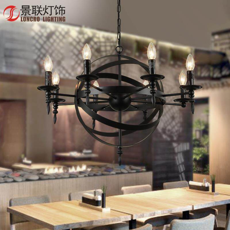 【】酒店宴会厅餐饮复古工业风地球仪吊灯创意铁艺家用吊灯工