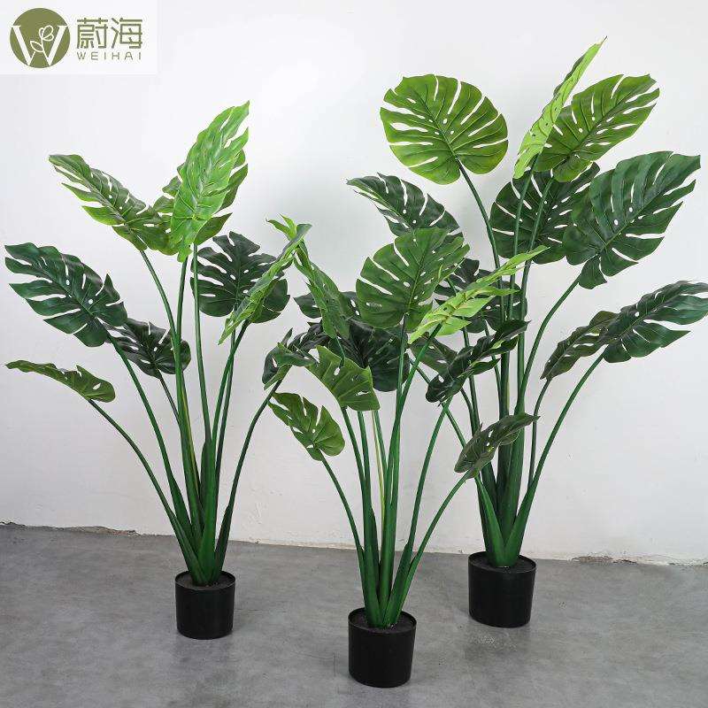 仿真树绿植龟背叶盆景盆栽植物假花家居装饰摆件室内落地人造假树