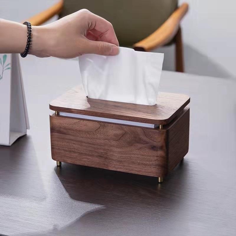 黑胡桃木纸抽盒现代简约家用客厅餐巾纸盒桌面创意餐厅茶几抽纸盒