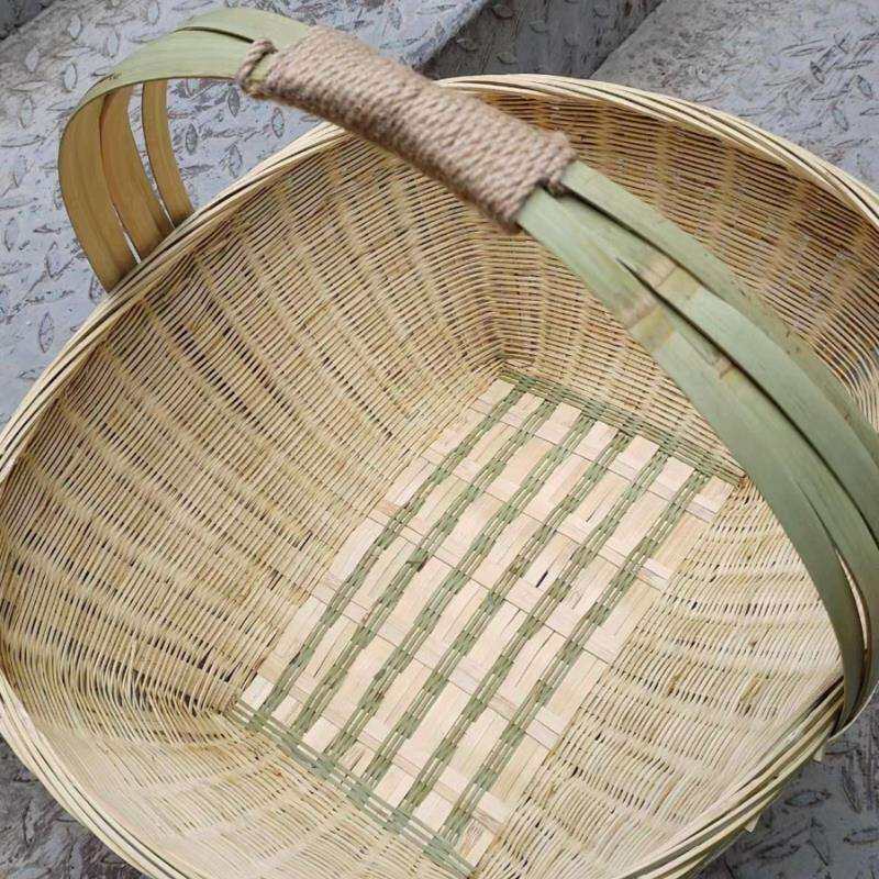 手工竹编制品家用椭圆形手提篮买菜篮购物篮竹青编织鸡蛋篮竹篮子