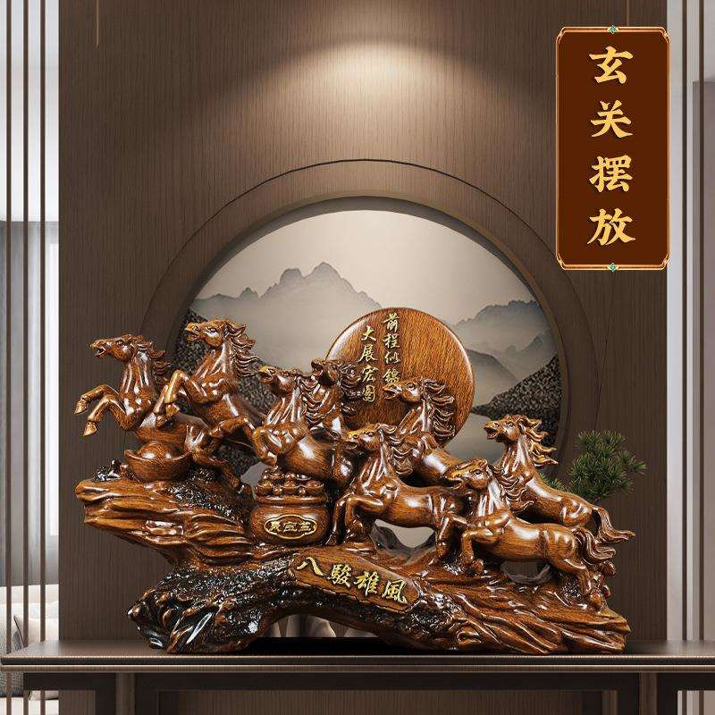 八骏雄风马摆件十二生肖马摆件酒柜电视柜装饰品树脂工艺品