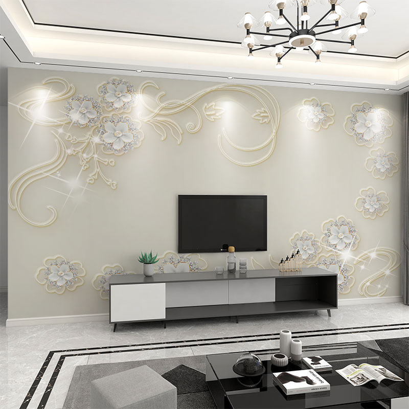 墙纸定制3d立体浮雕现代简约电视C背景墙壁纸客厅壁布影视墙布壁