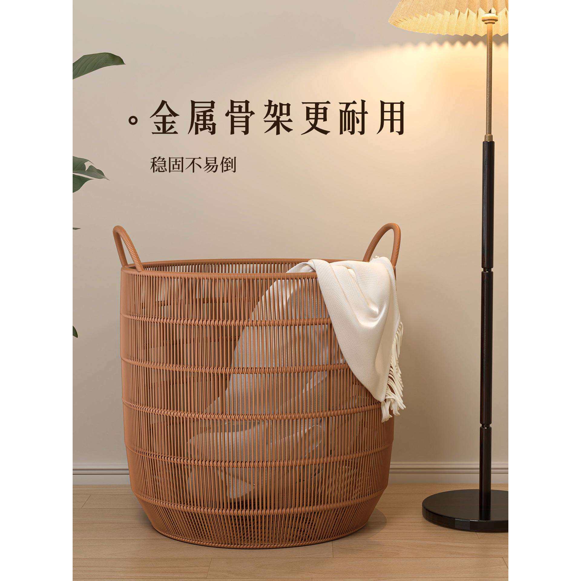 高颜值轻奢脏衣篓家用仿藤编篮筐脏衣服收纳筐浴室防水脏衣篮口篓