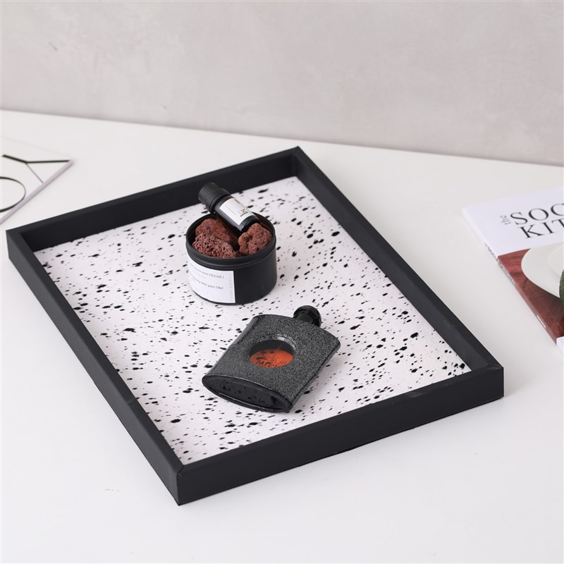 轻奢现代真皮马毛斑点托盘售楼部茶几展示盘客厅餐厅收.纳盘装饰