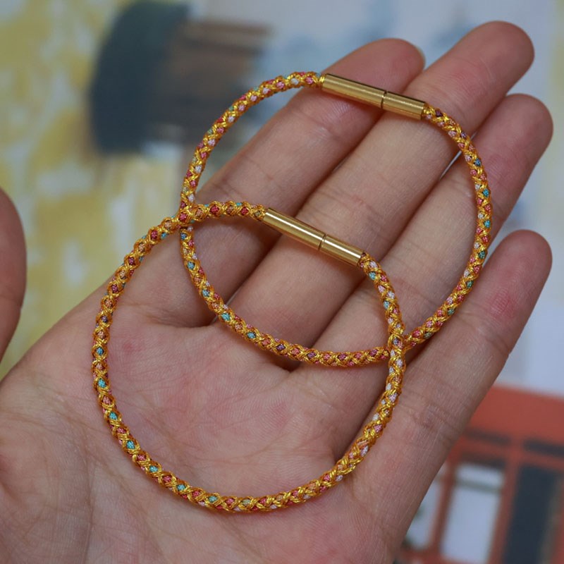 新款龙鳞手绳不锈钢扣编绳可穿3硬金粗手链情侣简U约吊坠配饰绳子