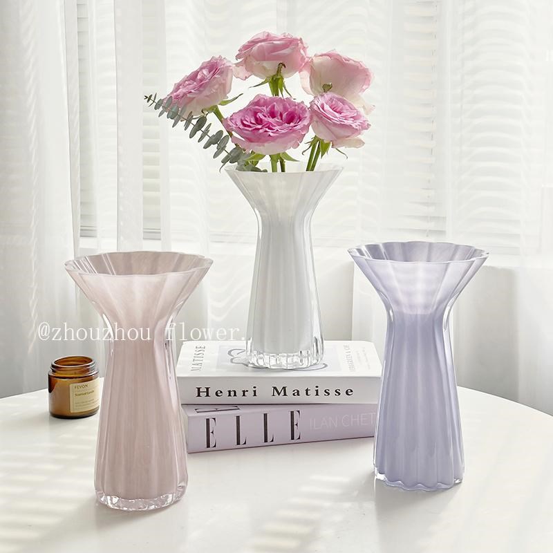 高级感琉璃花g瓶摆件水养插花干花家居北欧简约餐桌电视柜装饰品
