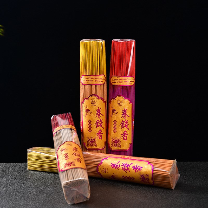 厂家拜拜卷钱香佛点头家用财神香观音香竹签Q香供佛香竹签香直供