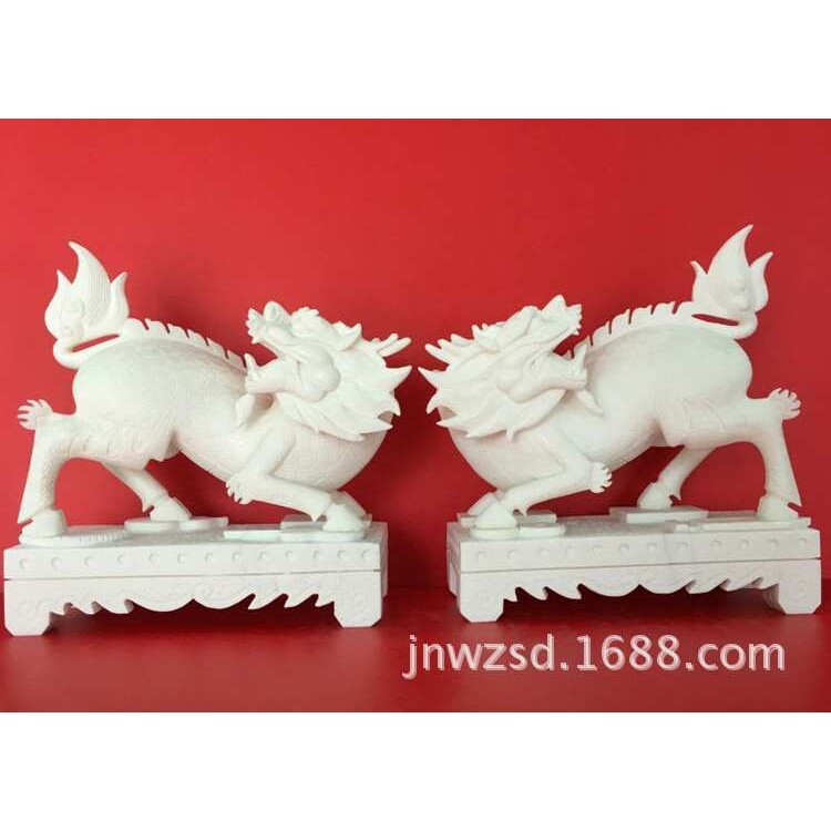 汉白玉貔貅石雕摆件图片及厂家 USB灯