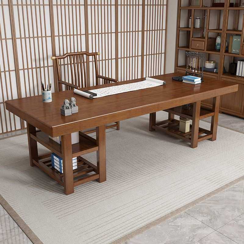 新中式实木书桌复古风画案写字台带储物办公书房画案书法家用房间,3C数码配件,USB灯,淘宝优惠券,粉丝福利购,淘宝优惠卷