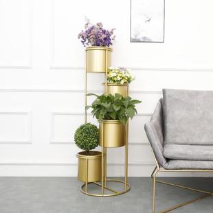 简约铁艺花架客厅金色多层落地式 饰花盆架 花架阳台转角绿萝装