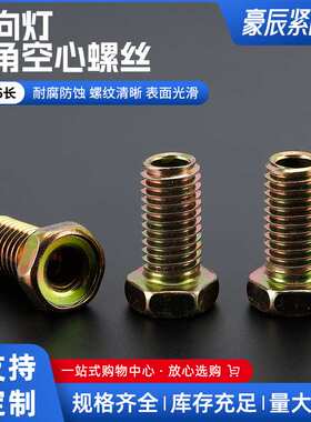 转向灯六角空心螺丝12x26外六角螺柱汽车配件螺栓穿线通孔螺钉
