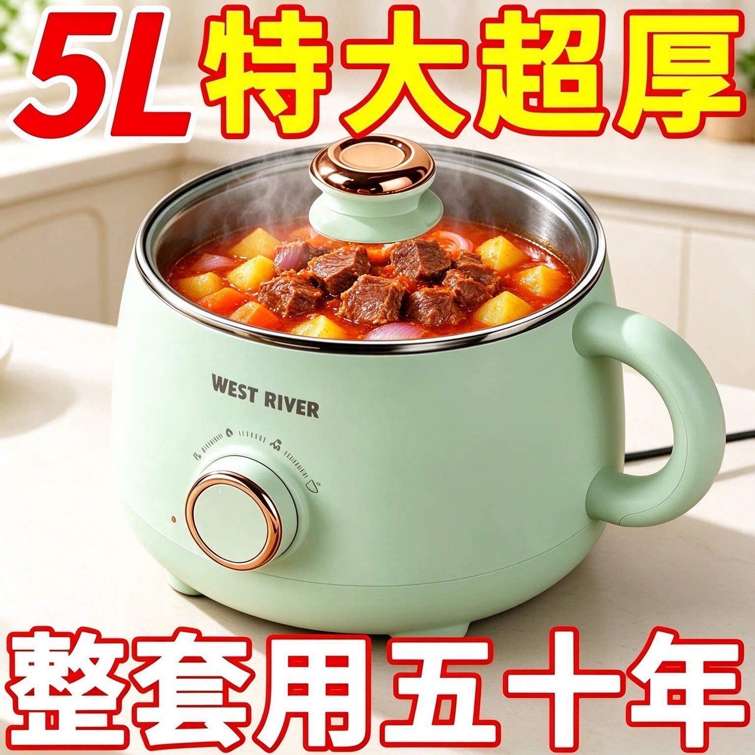 德国全自动电火锅一体炒菜电炒锅多功能料理锅蒸煎炒涮不粘电煮锅
