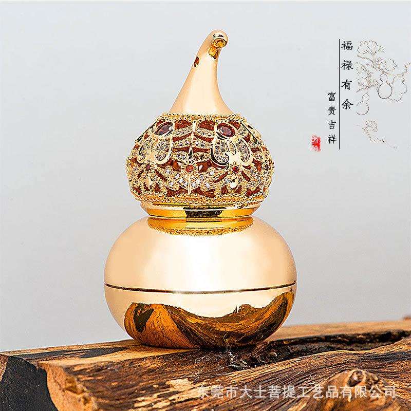 金丝镶宝铜葫芦摆件家用客厅店铺卧室开口小葫芦铜福禄摆件