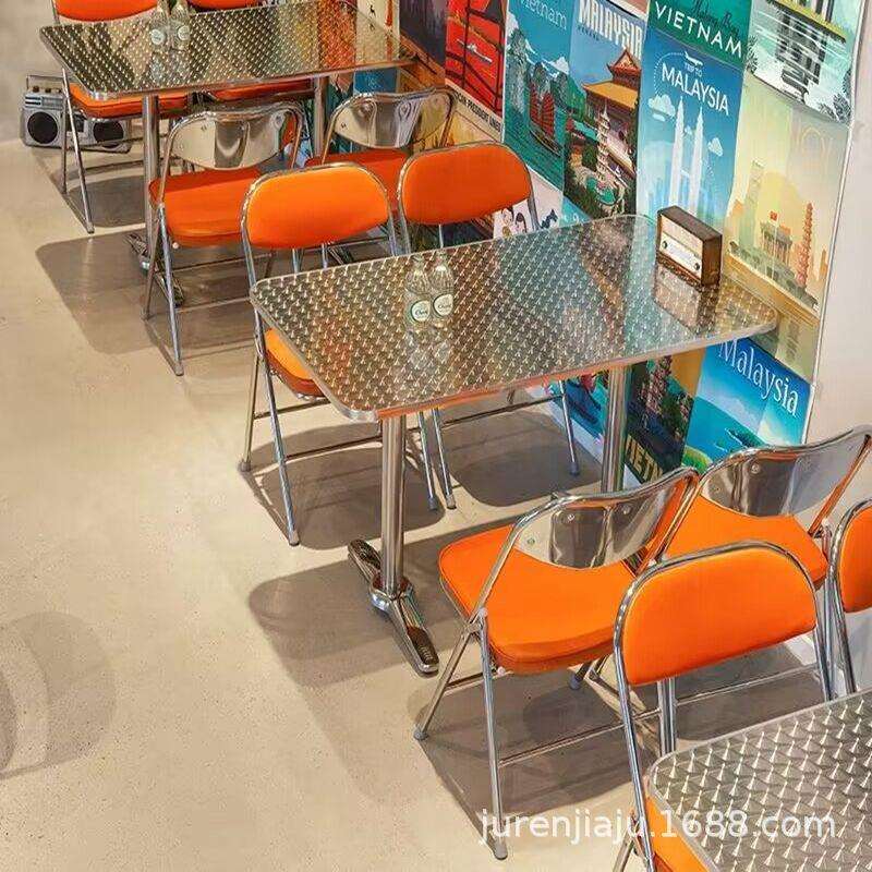 港风冰室茶餐厅桌椅组合复古东南亚泰式大排档餐饮烧烤店桌子商用