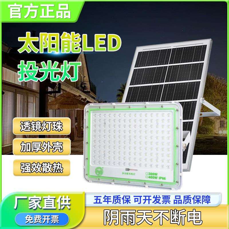 亚明太阳能户外灯投光灯防水100W道路灯农村别墅家用庭院照明灯