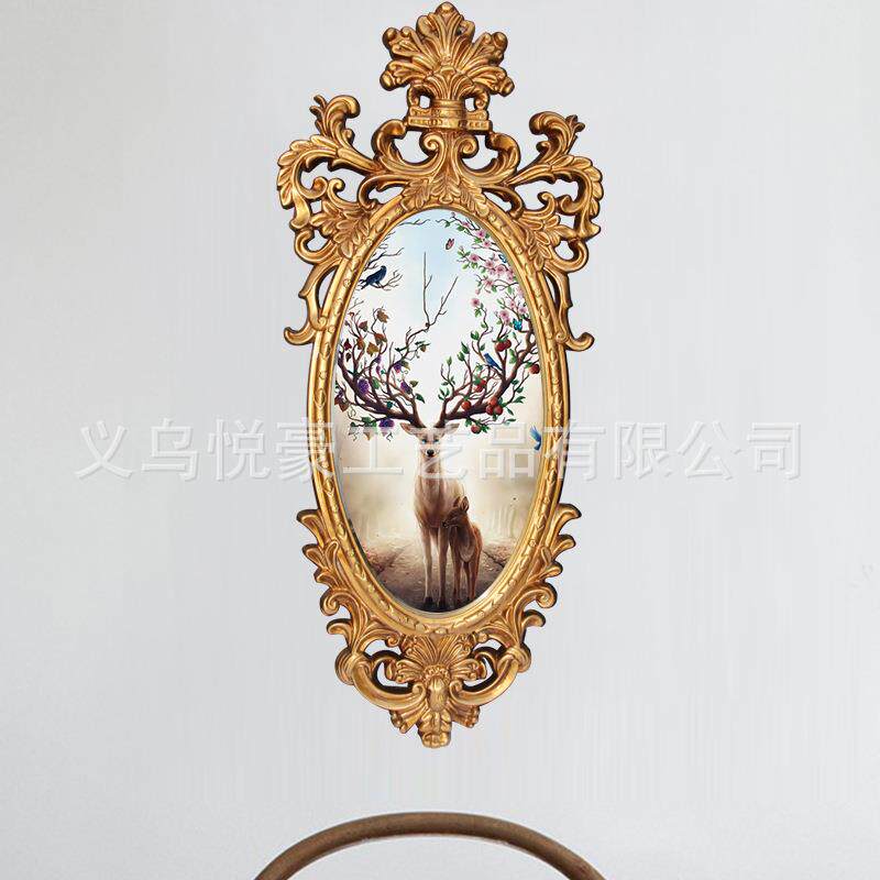 欧式雕花浴室镜子壁挂玄关壁炉复古装饰镜客厅餐厅背景装饰油画框