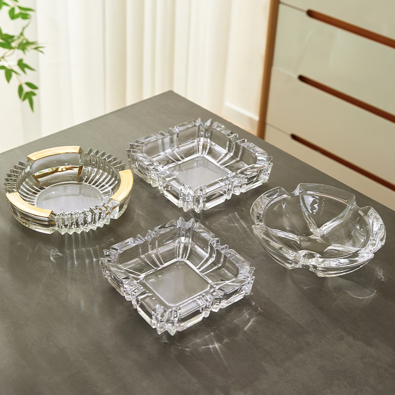 透明玻璃b烟灰缸条纹客厅办公室家用酒店大气个性创意通透