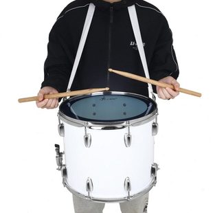 LADE14寸腔行进鼓蓝皮白色小军鼓带背带学校管乐队行进军鼓