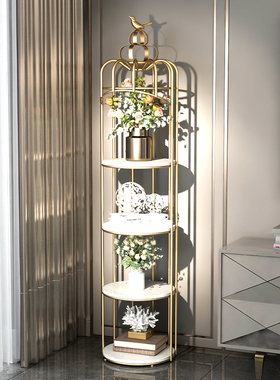 北欧铁艺鸟笼花架室内阳台客厅落地式多层置物架子轻奢装饰品摆件