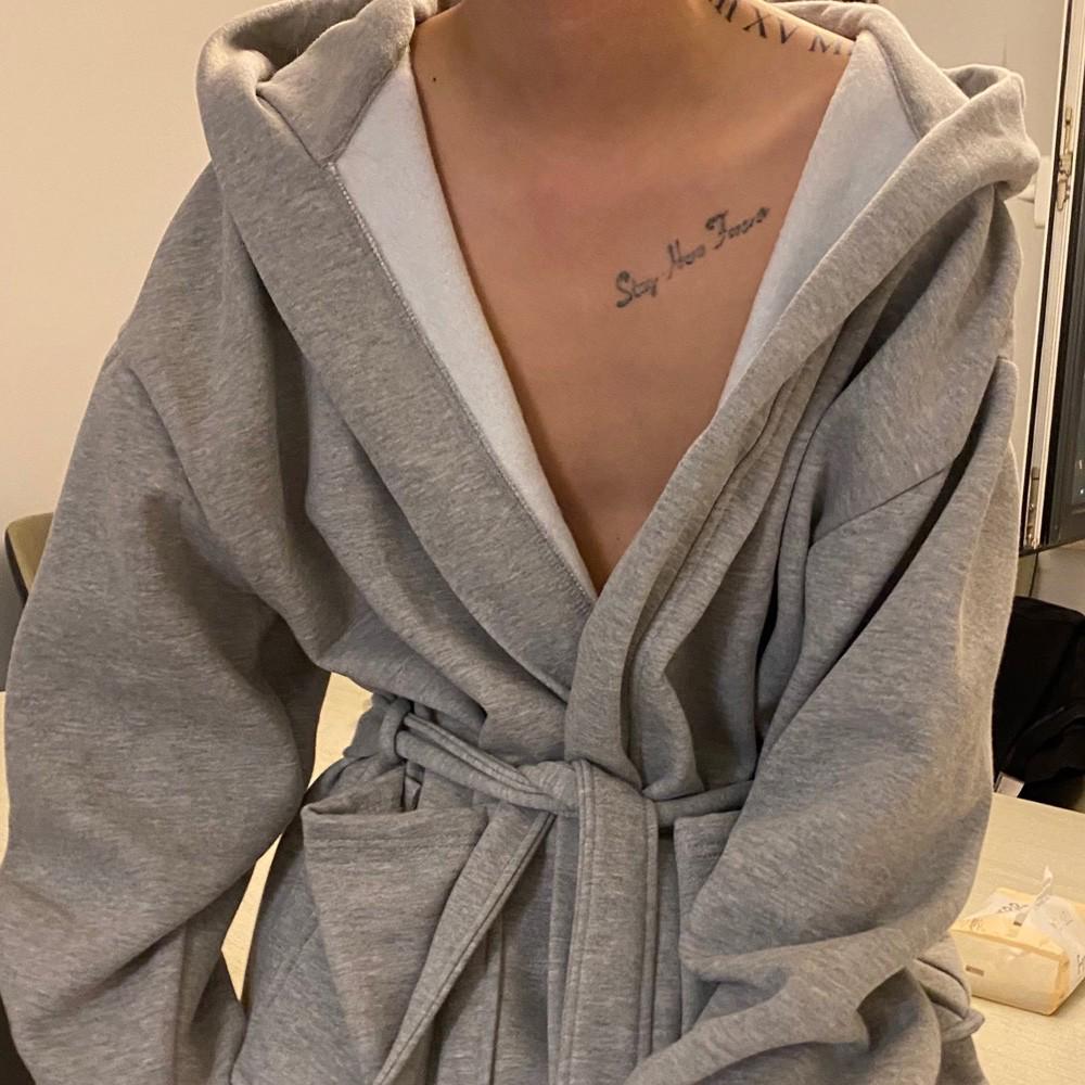 情侣款睡衣 长款连帽系带家居长袖浴袍睡袍男女 加绒纯棉保暖冬季