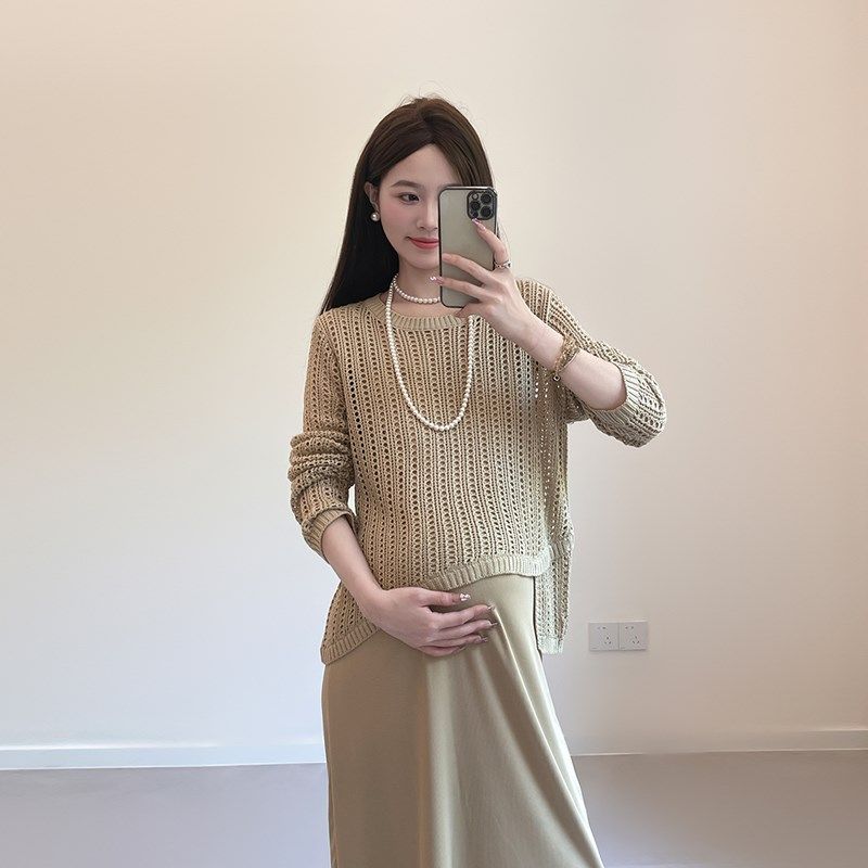 早秋新款孕妇套装设计感镂空针织衫上衣吊带裙两件套连衣裙宽松,孕妇装/孕产妇用品/营养,套装,淘宝优惠券,粉丝福利购,淘宝优惠卷