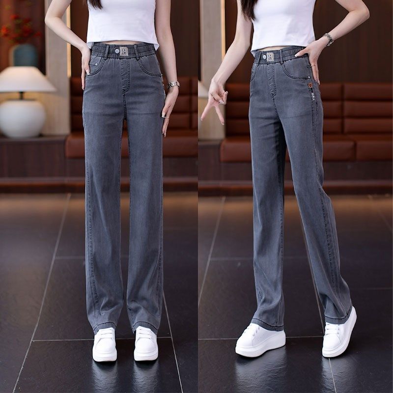 冰丝松紧高腰牛仔裤女2025年夏季薄款窄版直筒裤显瘦百搭阔腿裤子,女装/女士精品,真丝上装,淘宝优惠券,粉丝福利购,淘宝优惠卷