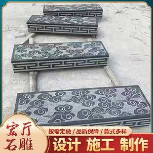 石雕石桥汉白玉栏杆石拱桥河道景区园林装饰小石头桥摆件石雕拱桥