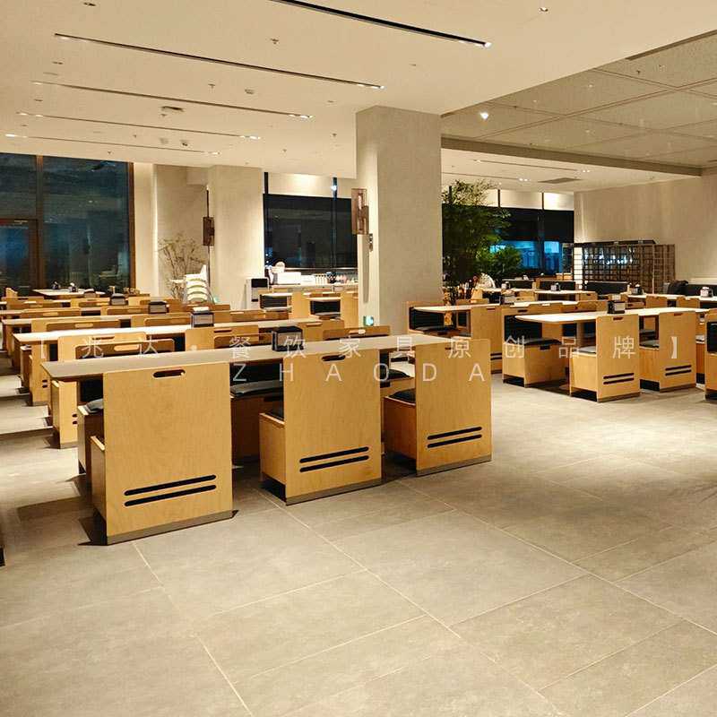 原木色餐厅家具网红带靠背卡座沙发简约长桌轻奢一桌四椅快餐桌椅