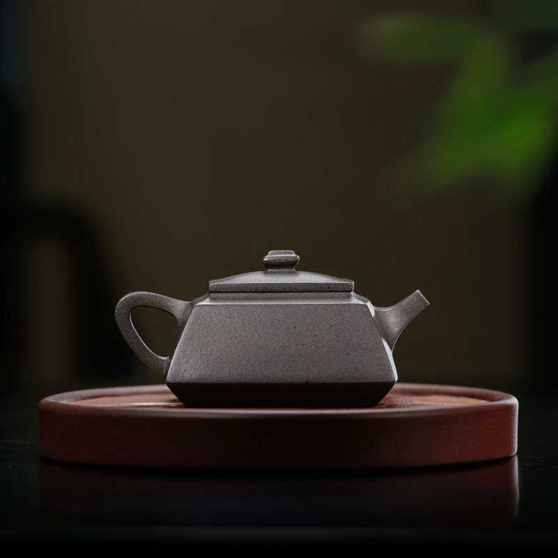 雨中砂紫砂壶长四方斗壶青灰段茶壶小号方器 复古茶具一件起批