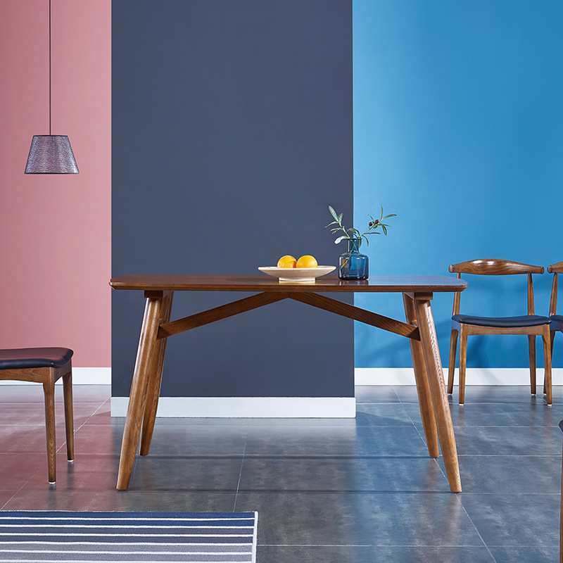 DHMZ北欧实木小户型餐桌 1.5现代简约客厅餐桌椅组合胡桃色饭桌