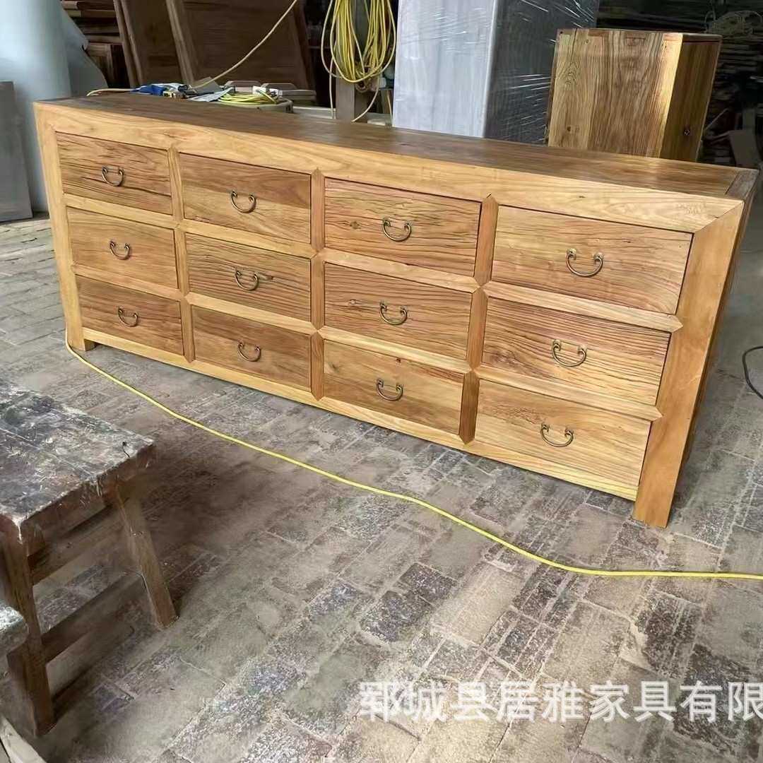 老榆木斗柜中式复古老门板实木玄关柜家用客厅储物柜装饰柜餐边柜